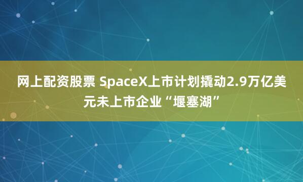 网上配资股票 SpaceX上市计划撬动2.9万亿美元未上市企业“堰塞湖”